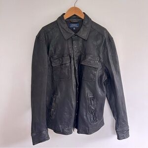 Polo Ralph Lauren Dark Leather Shirt Jacket washed
